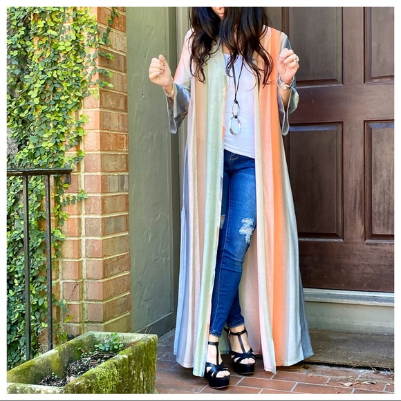 ✨LAST✨GORGEOUS MULTI COLOR SIDE SLIT LONG DUSTER - Picture 6 of 8